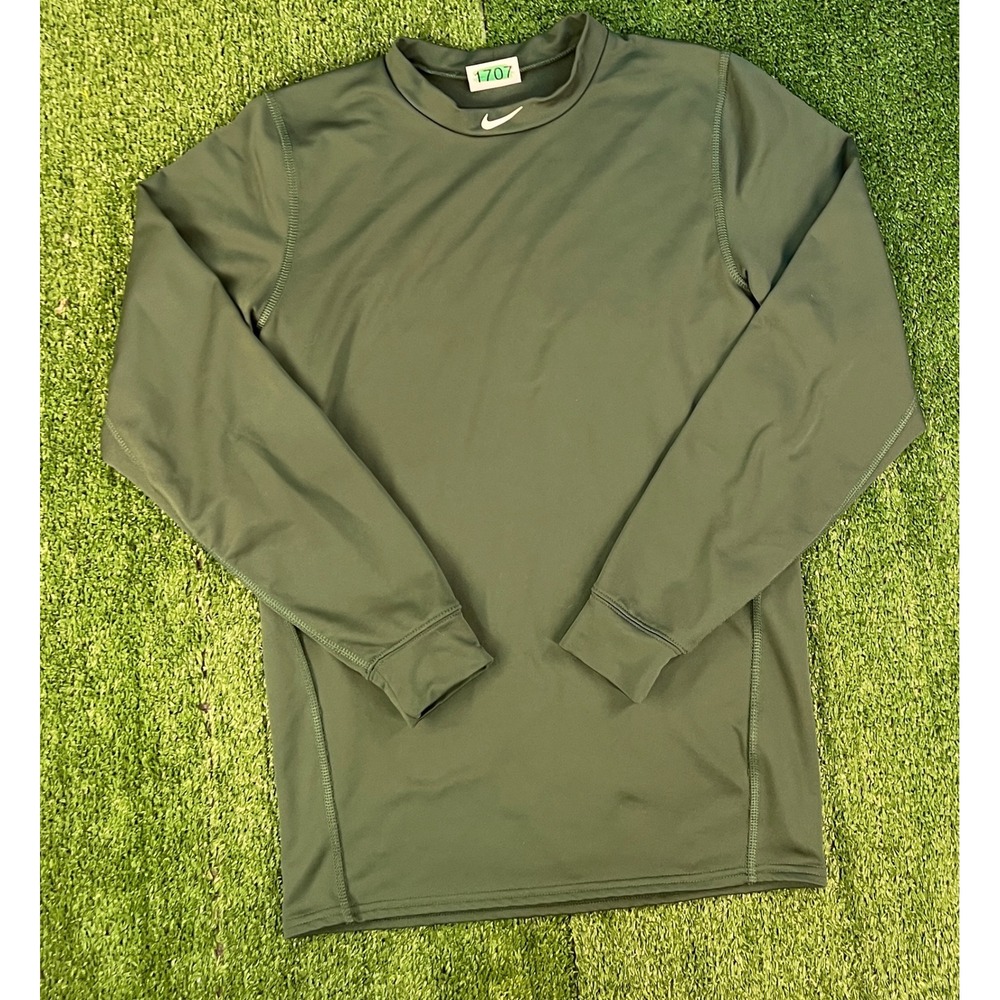 Nike Dri-FIT Mens Long Sleeve Compression Shirt Mock Neck Olive 372130-323 M